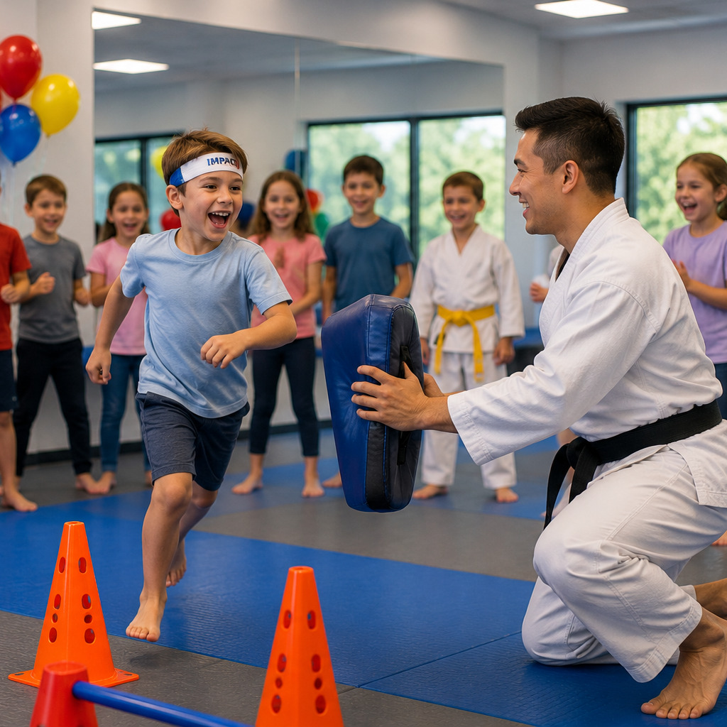 An instructor leading a The Birthday class at Oh's Martial Arts in Seminole