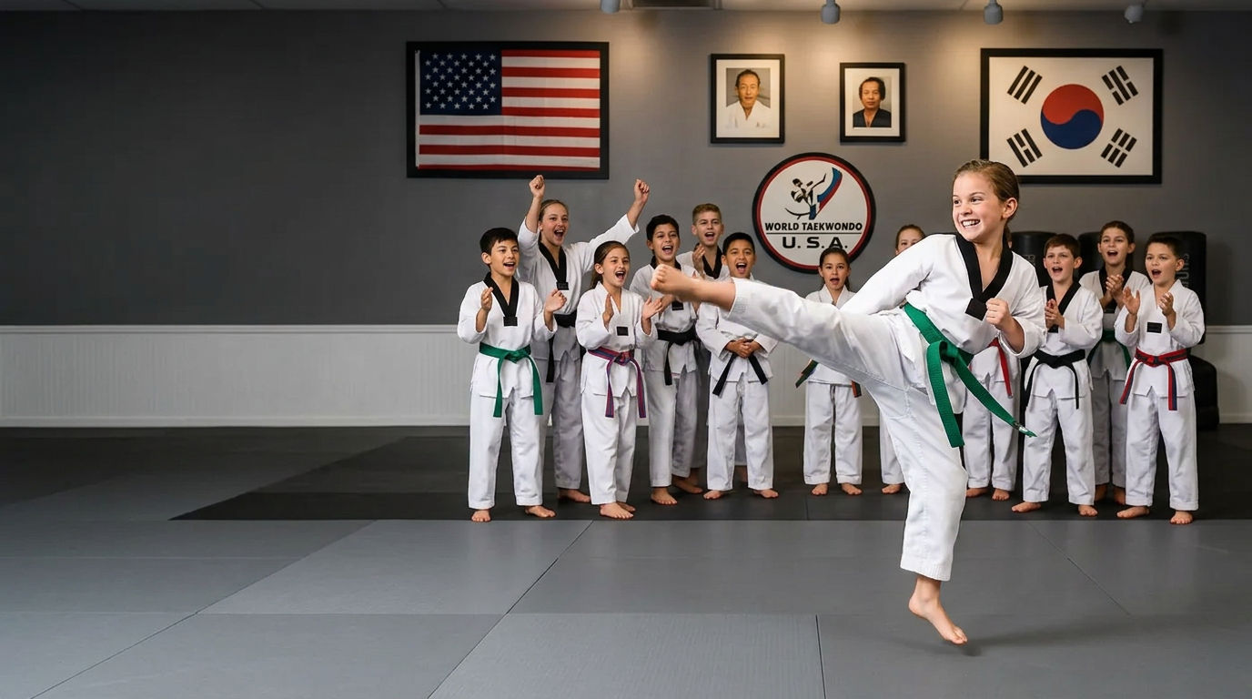 Kids Martial Arts students training together at Oh's Martial Arts in Seminole