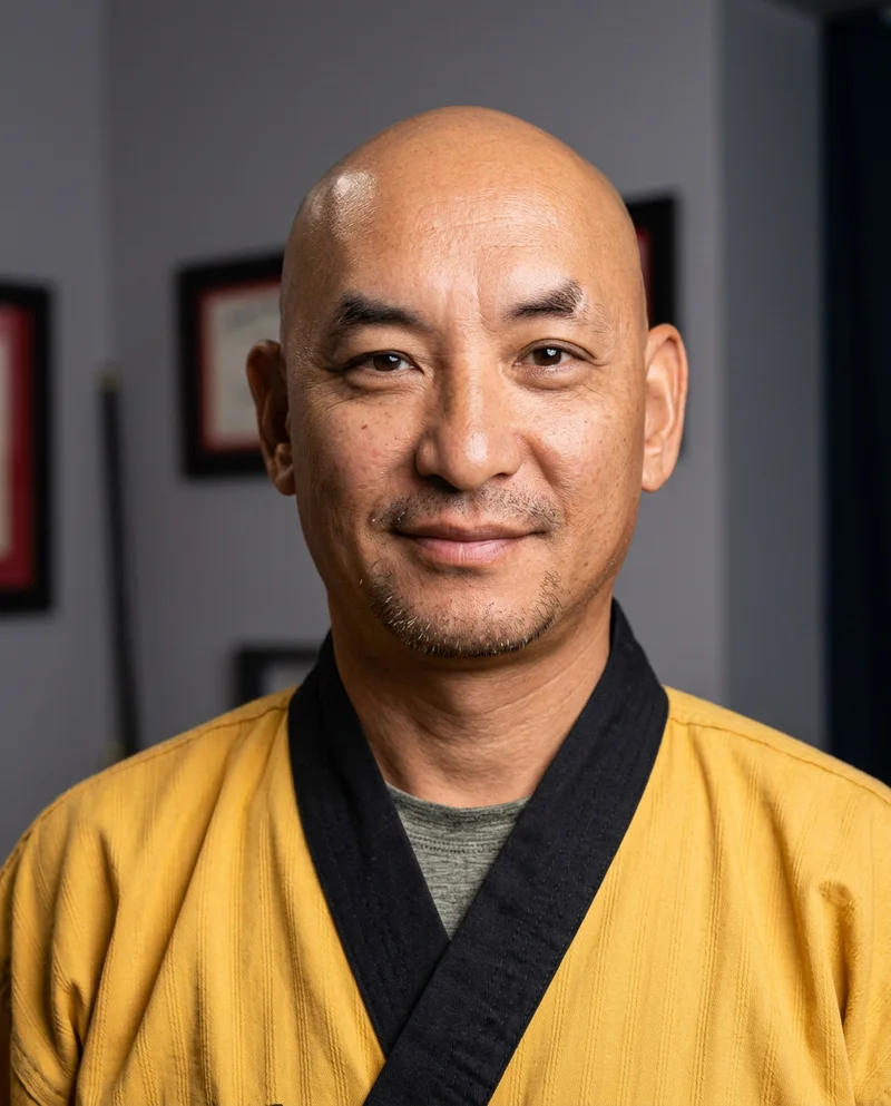 Master Richard Oh, Founder & Head Instructor at Oh's Martial Arts, coaching a student