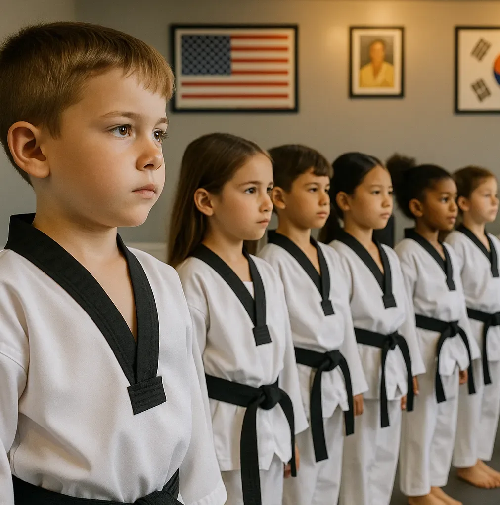 Little Dragons students practicing drills during class at Oh's Martial Arts in Seminole
